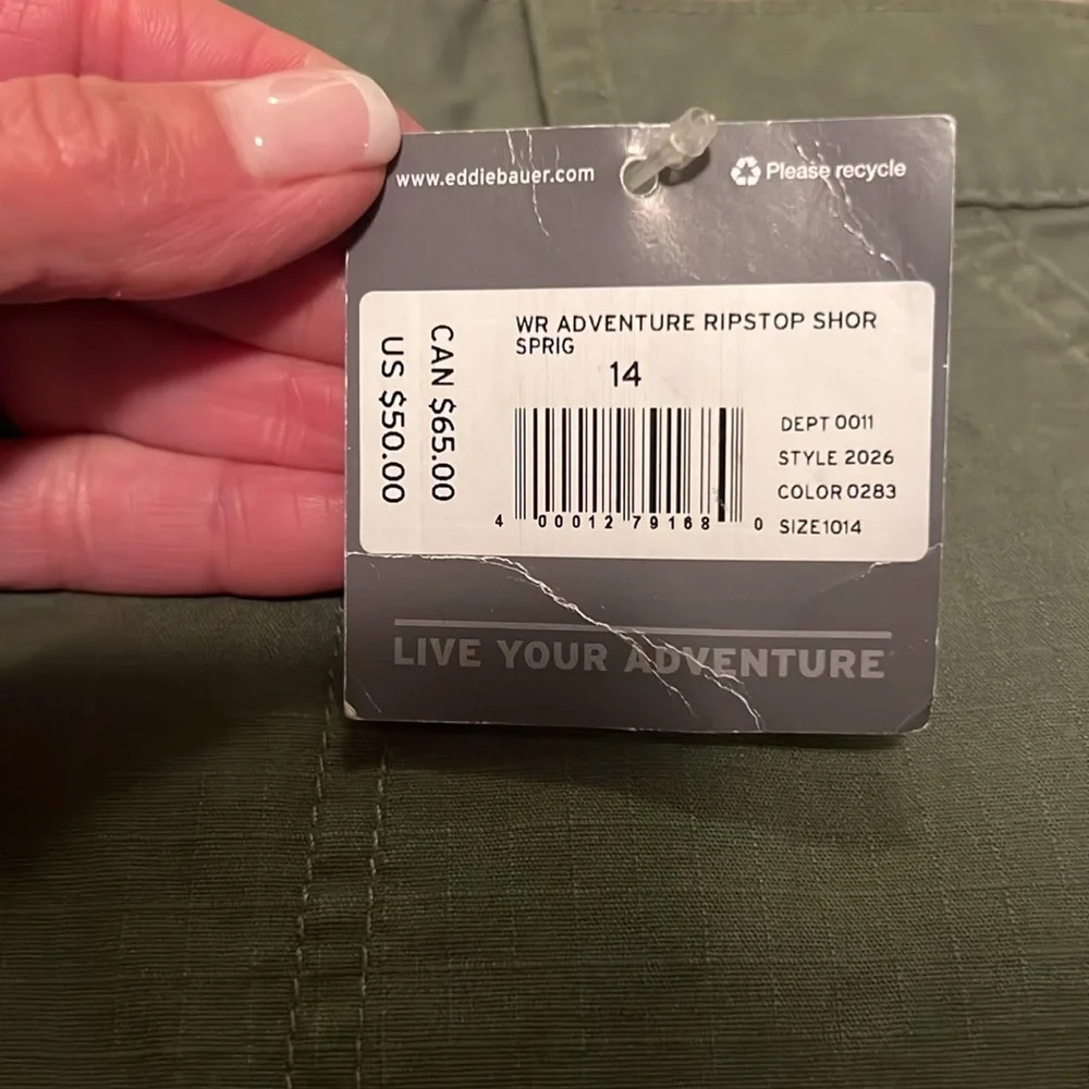 Eddie Bauer Adventure Ripstop Short-Size 14 NWT